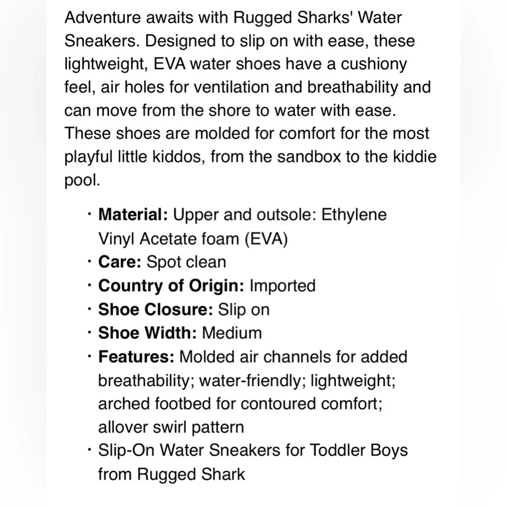 NWT‎ Rugged Shark Toddler Boys Water Shoes Slip-On Black Blue Koi Size 10